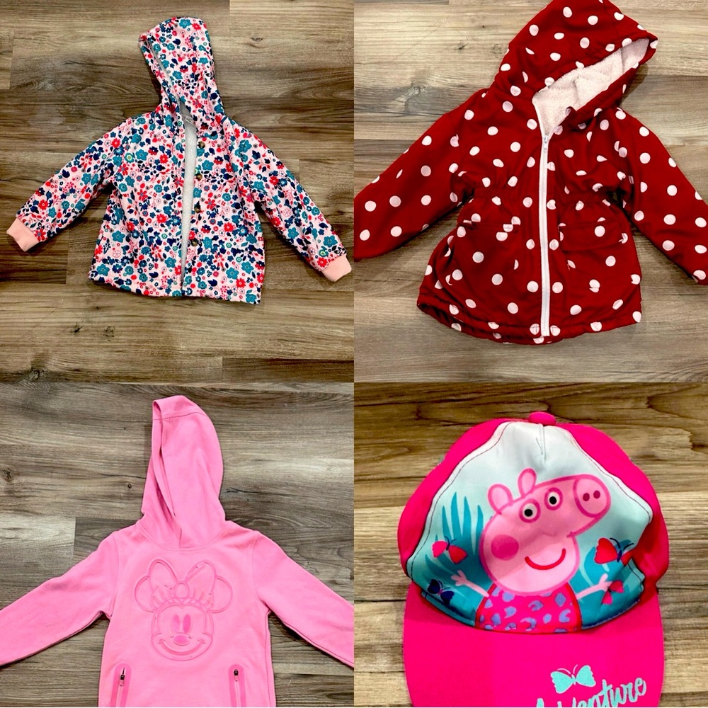 Lot of 5 Girls Items, Jackets, Hoodie, Hat, blouse